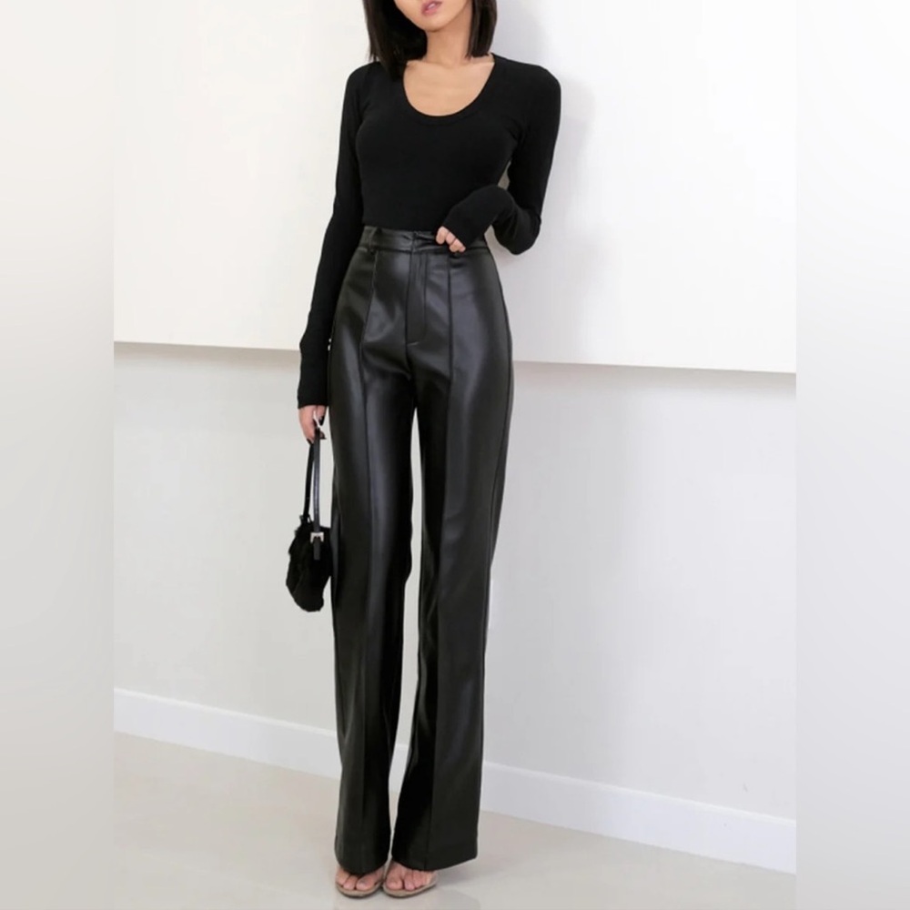 Commense High Waist Faux Leather Pants – Black, Size Medium, NWT